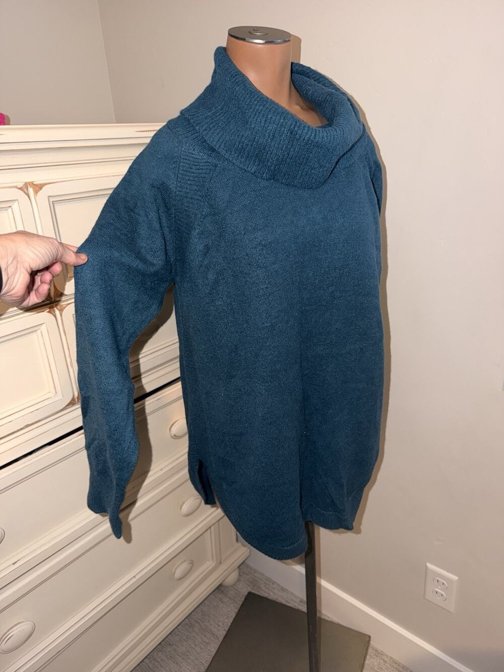 Cowl Neck Teal Green Sweater Women’s Large